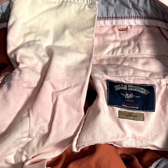 Bills Khakis Mens 100% Cotton Weathered Nantucket Red Slim Fit Size 36 x 32 - Picture 7 of 7